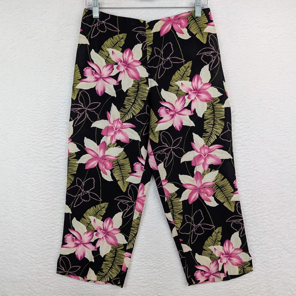 Tommy Bahama Womens Floral Hawaiian Capri Pants Size 6 Silk Linen Blend